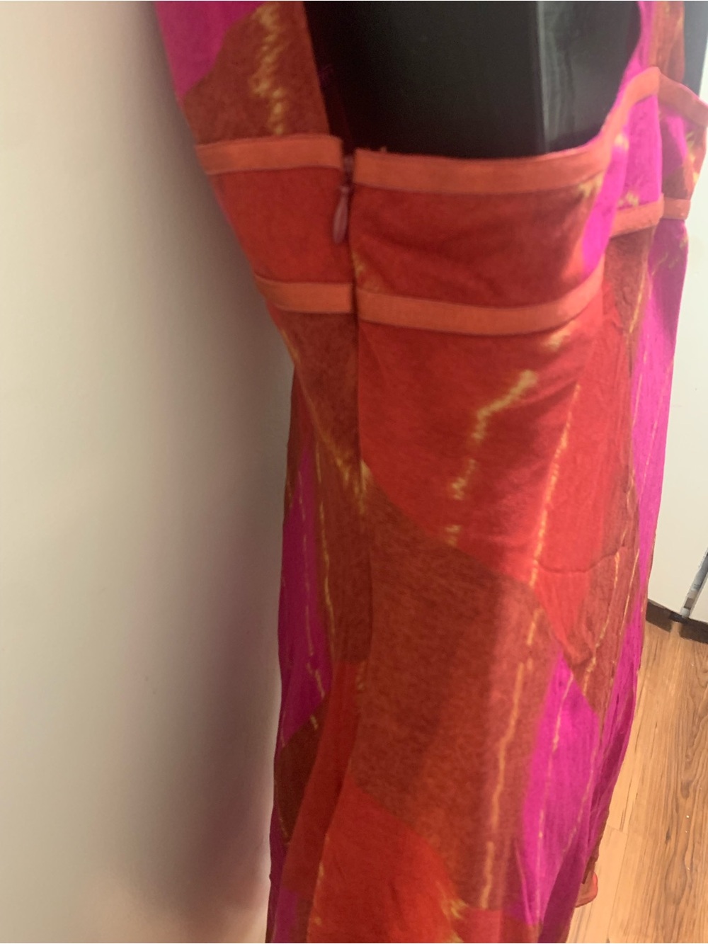 Vintage Diane Von Furstenberg 100% Silk Fuchsia and Rust Slip Dress Size 10 - Picture 7 of 9
